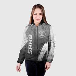 Куртка с капюшоном женская Saab - grey gradient вертикально, цвет: 3D-черный — фото 2