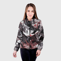 Куртка с капюшоном женская Абстрактный узор черно-серый, цвет: 3D-черный — фото 2