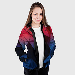 Куртка с капюшоном женская Абстрактная геометрия polygon, цвет: 3D-черный — фото 2