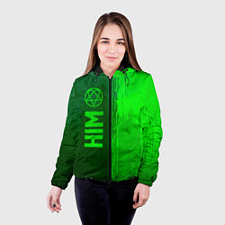 Куртка с капюшоном женская HIM - green gradient по-вертикали, цвет: 3D-черный — фото 2