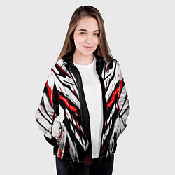 Куртка с капюшоном женская Красное абстрактное лицо монстра, цвет: 3D-черный — фото 2