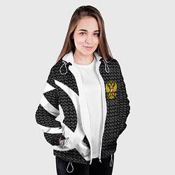 Куртка с капюшоном женская Россия паттерн ссср, цвет: 3D-белый — фото 2