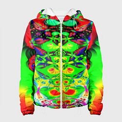 Куртка с капюшоном женская Оптический фрактал кислота, цвет: 3D-белый