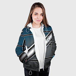 Куртка с капюшоном женская Mercedes benz sport geometry, цвет: 3D-белый — фото 2