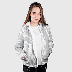 Куртка с капюшоном женская Светлый серый абстракция, цвет: 3D-белый — фото 2