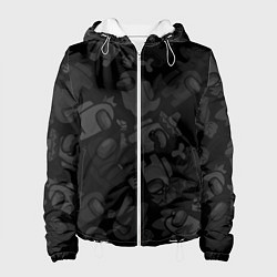 Куртка с капюшоном женская Among us персонажи на черном, цвет: 3D-белый