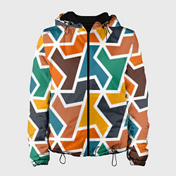 Куртка с капюшоном женская Геометрический узор разноцветный, цвет: 3D-черный