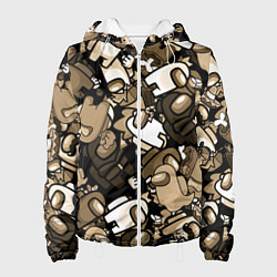 Куртка с капюшоном женская Персонажи Among us в бежевом тоне, цвет: 3D-белый