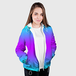 Куртка с капюшоном женская Градиент текстура неоновая, цвет: 3D-белый — фото 2