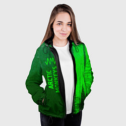 Куртка с капюшоном женская Arctic Monkeys - green gradient по-вертикали, цвет: 3D-черный — фото 2