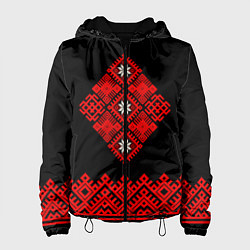 Куртка с капюшоном женская Вышиванка обережная - род, цвет: 3D-черный