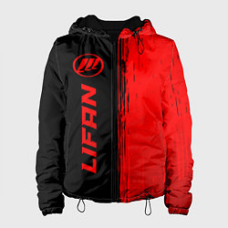 Куртка с капюшоном женская Lifan - red gradient по-вертикали, цвет: 3D-черный