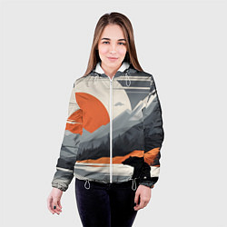 Куртка с капюшоном женская Горы медведь геометрия, цвет: 3D-белый — фото 2