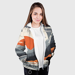 Куртка с капюшоном женская Горы медведь геометрия, цвет: 3D-белый — фото 2