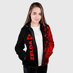 Куртка с капюшоном женская Zelda - red gradient по-вертикали, цвет: 3D-черный — фото 2