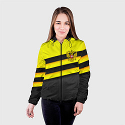 Куртка с капюшоном женская Герб РФ геометрия линии, цвет: 3D-черный — фото 2
