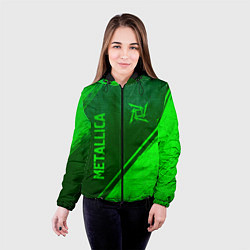 Куртка с капюшоном женская Metallica - green gradient вертикально, цвет: 3D-черный — фото 2