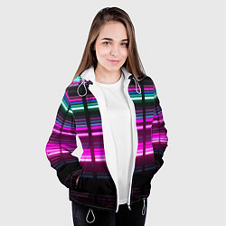 Куртка с капюшоном женская Неоновые лучи текстура, цвет: 3D-белый — фото 2