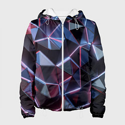 Куртка с капюшоном женская Неоновые геометрические плиты, цвет: 3D-белый
