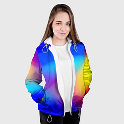 Куртка с капюшоном женская Линии геометрии градиент, цвет: 3D-белый — фото 2