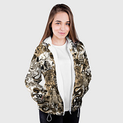 Куртка с капюшоном женская Дракон и самураи в японском стиле, цвет: 3D-белый — фото 2