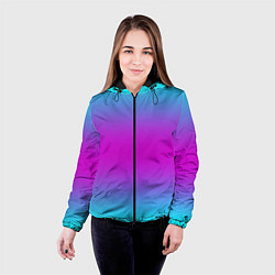 Куртка с капюшоном женская Градиент неоновые цвета, цвет: 3D-черный — фото 2