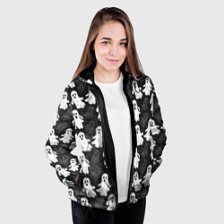 Куртка с капюшоном женская Паттерн с призраками, цвет: 3D-черный — фото 2