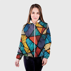 Куртка с капюшоном женская Цветное стекло витраж, цвет: 3D-белый — фото 2