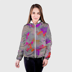 Куртка с капюшоном женская Розово-фиолетовые осколки, цвет: 3D-белый — фото 2