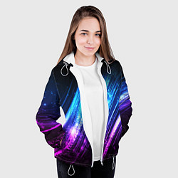 Куртка с капюшоном женская Неоновые звёзды текстура, цвет: 3D-белый — фото 2