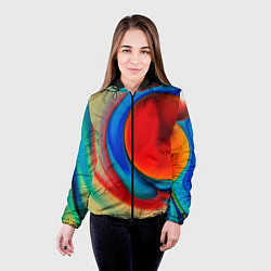 Куртка с капюшоном женская Жидкие цветные краски, цвет: 3D-черный — фото 2