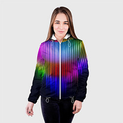 Куртка с капюшоном женская Неоновая геометрия полосы, цвет: 3D-белый — фото 2