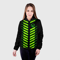 Куртка с капюшоном женская Xbox green line, цвет: 3D-черный — фото 2