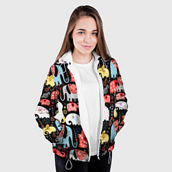 Куртка с капюшоном женская Цветные слонята паттерн, цвет: 3D-белый — фото 2