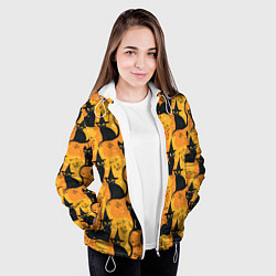 Куртка с капюшоном женская Кошки в шляпах - паттерн, цвет: 3D-белый — фото 2