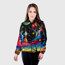 Куртка с капюшоном женская Необычная планета и космос в стиле Сальвадор Дали, цвет: 3D-черный — фото 2