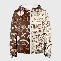 Куртка с капюшоном женская Lil peep retro pattern, цвет: 3D-белый