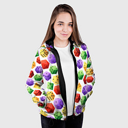 Куртка с капюшоном женская Игровые разноцветные кости паттерн, цвет: 3D-черный — фото 2