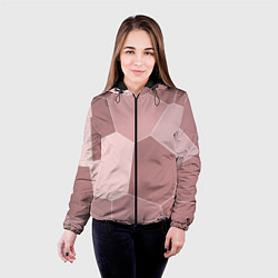 Куртка с капюшоном женская Пыльно-розовый крупная мозаика, цвет: 3D-черный — фото 2