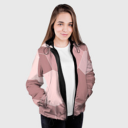 Куртка с капюшоном женская Пыльно-розовый крупная мозаика, цвет: 3D-черный — фото 2