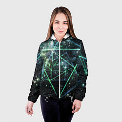 Куртка с капюшоном женская Космические линии звезды, цвет: 3D-белый — фото 2