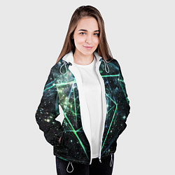 Куртка с капюшоном женская Космические линии звезды, цвет: 3D-белый — фото 2