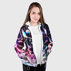Куртка с капюшоном женская Фрактальный узор текстура, цвет: 3D-белый — фото 2
