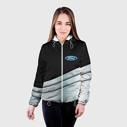 Куртка с капюшоном женская FORD metal texture, цвет: 3D-белый — фото 2