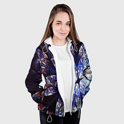 Куртка с капюшоном женская Фрактальный узора стекло, цвет: 3D-белый — фото 2