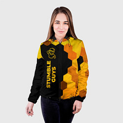 Куртка с капюшоном женская Stumble Guys - gold gradient по-вертикали, цвет: 3D-черный — фото 2