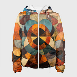 Куртка с капюшоном женская Винтажная мозайка, цвет: 3D-белый