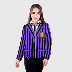 Куртка с капюшоном женская Академия Невермор фиолетовый верх, цвет: 3D-белый — фото 2