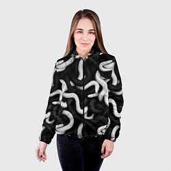 Куртка с капюшоном женская Черные и белые змеи, цвет: 3D-черный — фото 2