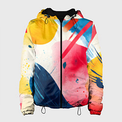 Куртка с капюшоном женская Абстрактные мазки красок, цвет: 3D-черный